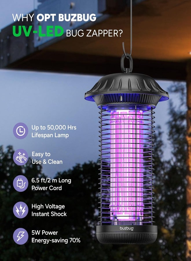 Buzbug LED Bug Zapper Indoor Outdoor, Up to 50,000 Hours Lifespan Lamps, 6.5 ft Power Cord, High-Voltage, Mosquito Zapper, Fly Trap Mosquito Trap, Fly Killer Fly Zapper -MO008C - Image 2
